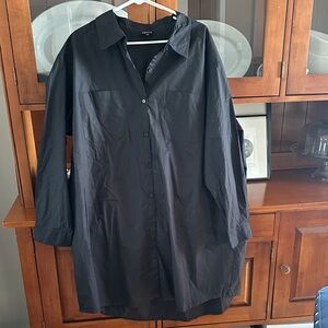 VENUS Black Button-Down Blouse Dress